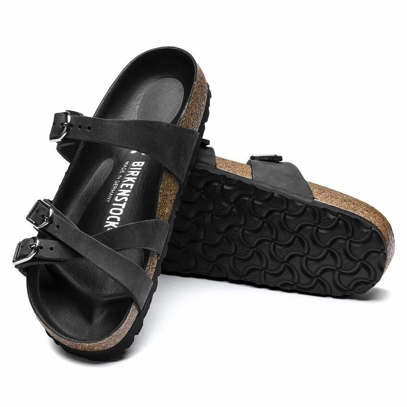 Birkenstock Hex Oiled Læder Franca Dame Sort | DK 44XYU